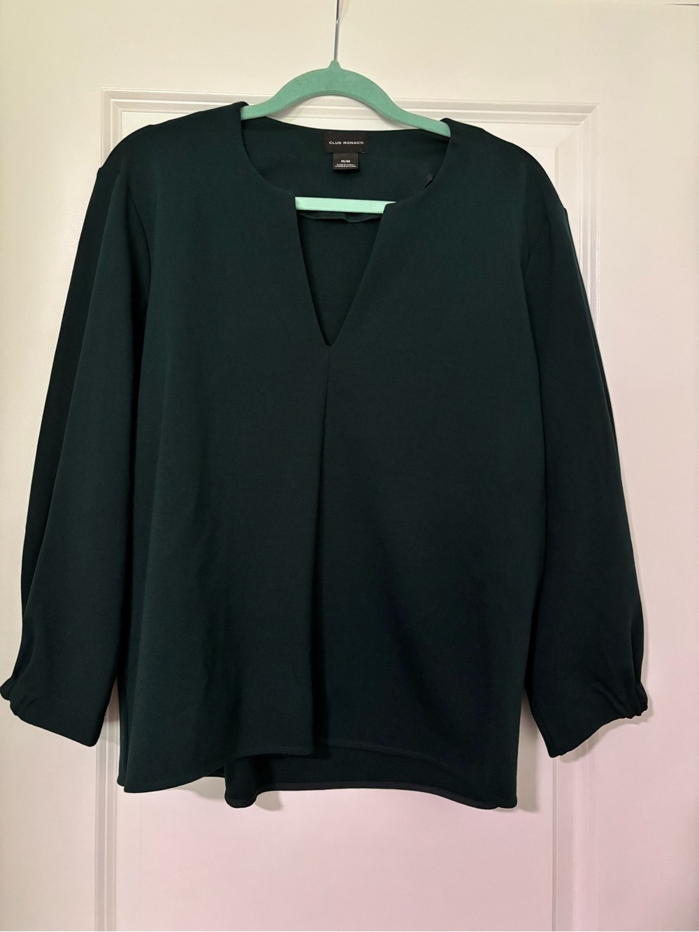 Club Monaco Forest Green Notch-Neck Long Sleeve Tunic